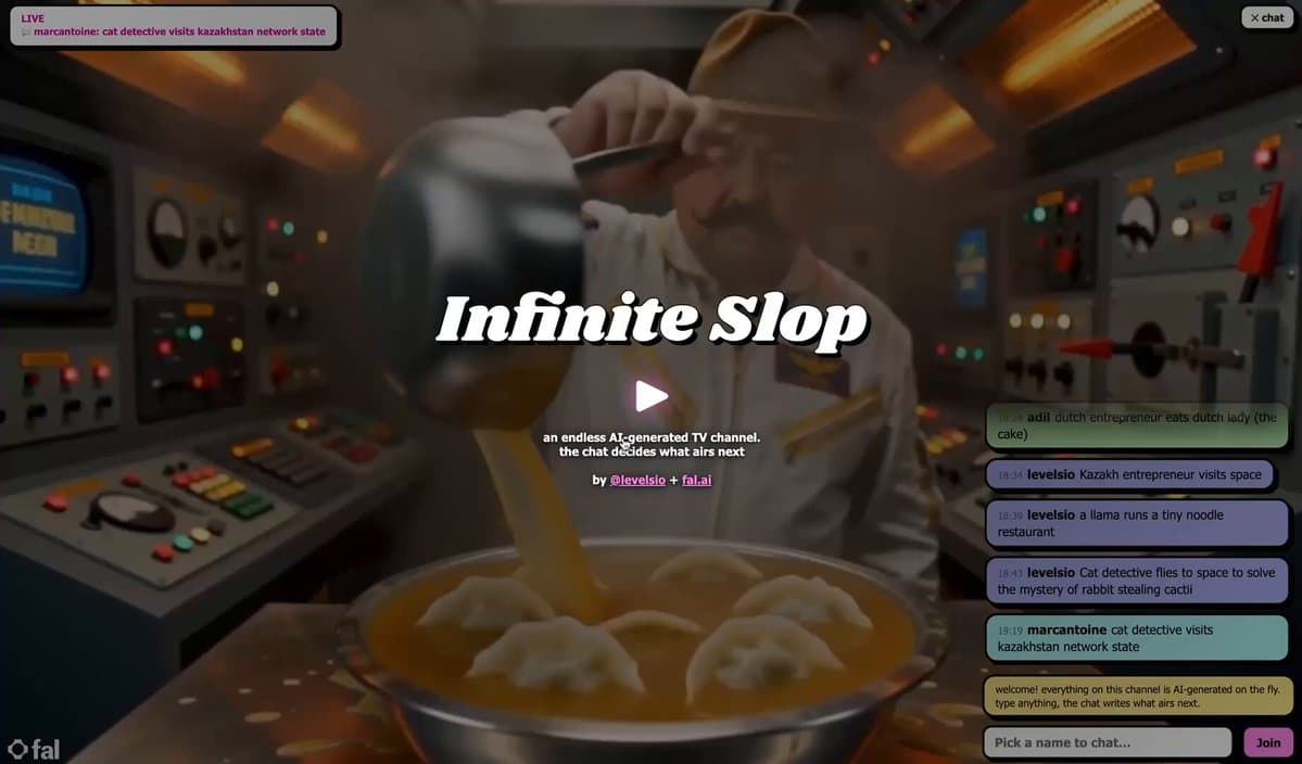 Infinite Slop AI live channel preview